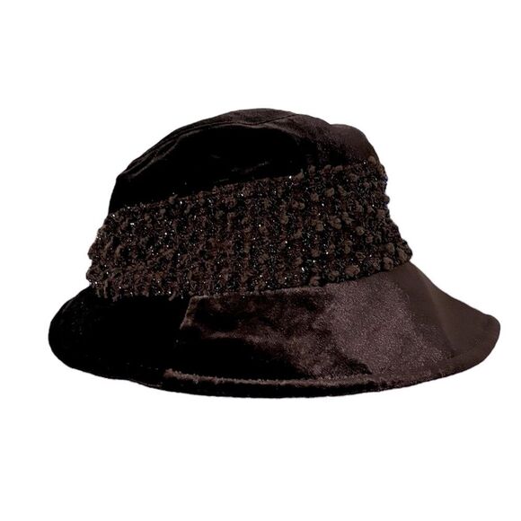 Women’s Vintage Japanese Plum Purple Swiss Dot Glitter Fancy BUCKET HAT - Picture 2 of 10